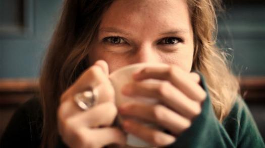 Woman with hot drink