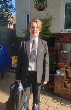 Bertie in school uniform