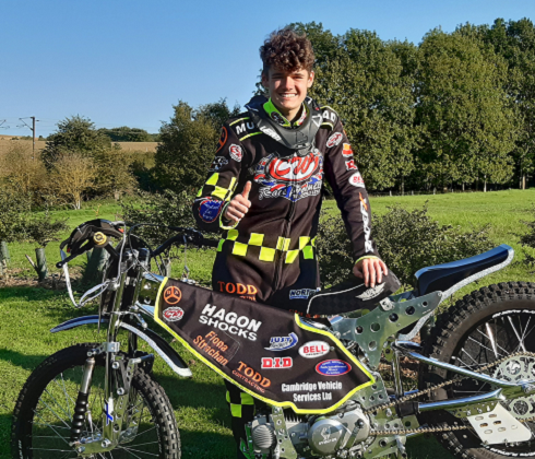 Sam stood with his new GT140 bike