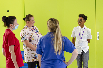 Tye during a physiotherapy session at The Children's Trust when he visited in August 2022.