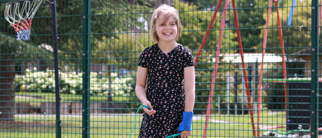 Marnie outside skipping