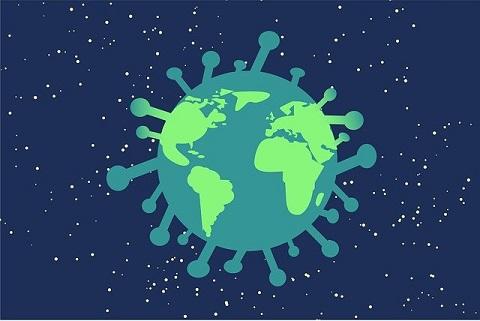 animation of the world in the shape of a virus