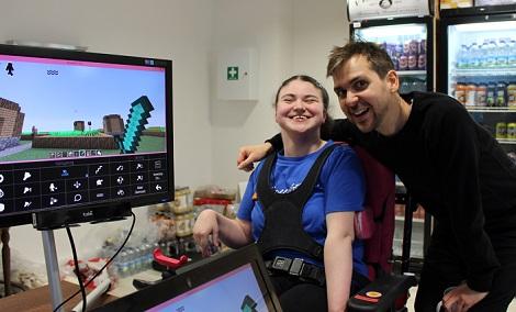 Becky Tyler with gaming hero Yogscast YouTuber Lewis Brindley