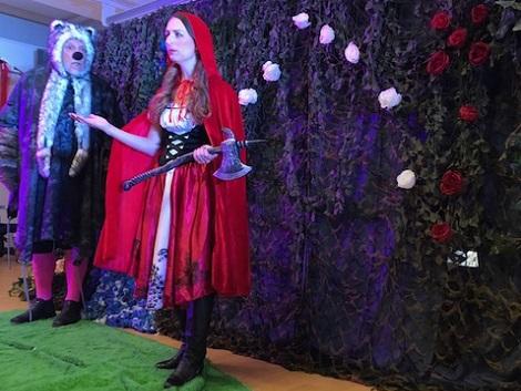 red riding hood, actress wearing a red cloak