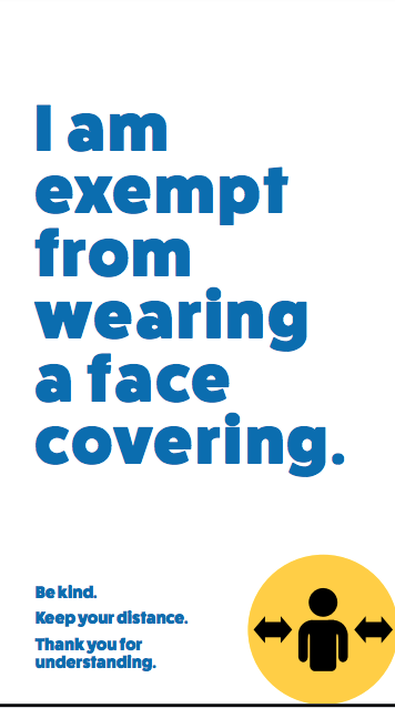 infographic reads: I am exempt from wearing a face covering