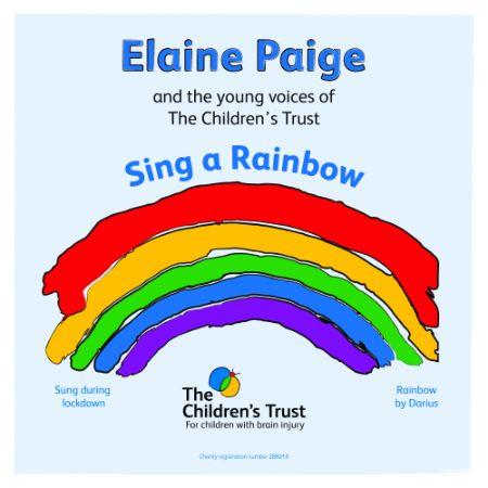 Rainbow with the words: Elaine Paige Sing a Rainbow