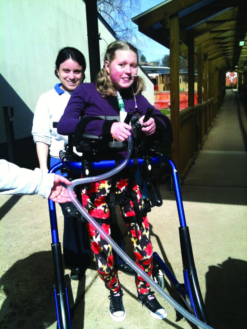 Clare in a standing frame