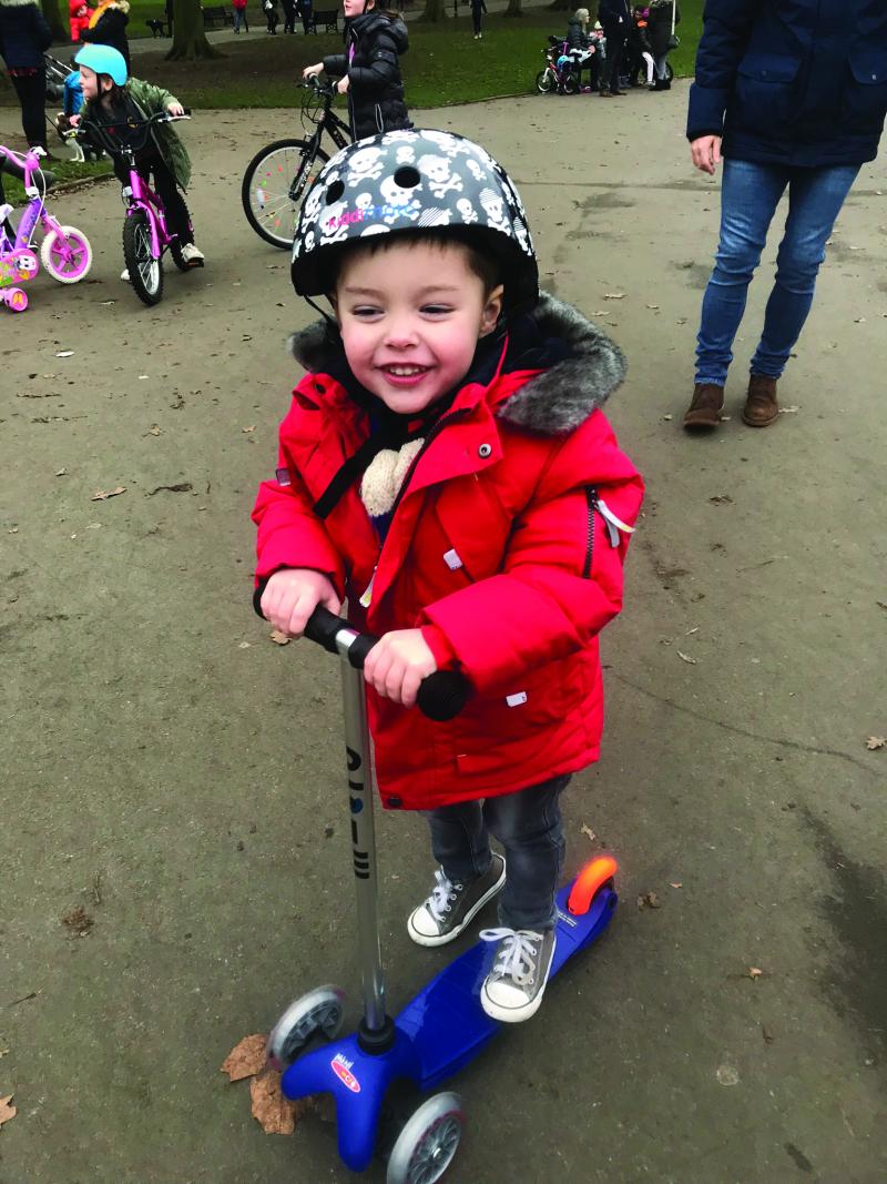 Ezra on his scooter