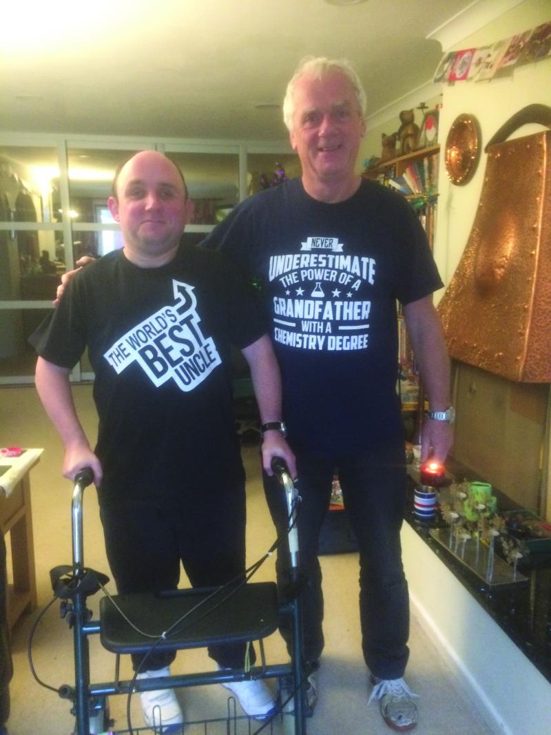 Kai with his Dad celebrating the birth of nephew Finlay