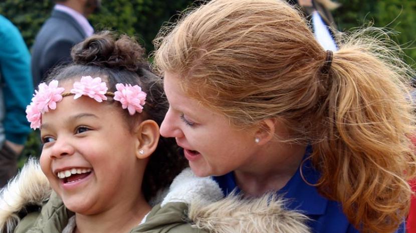 Jadae and nurse smiling at The Children's Trust