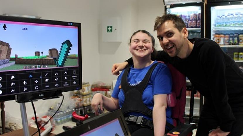 Becky Tyler with gaming hero Yogscast YouTuber Lewis Brindley