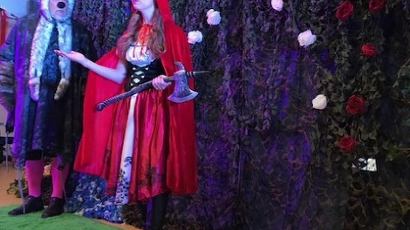 red riding hood, actress wearing a red cloak