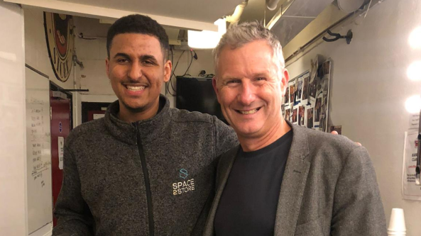 Zac and Adam Hills backstage at our Comedy Night 2024
